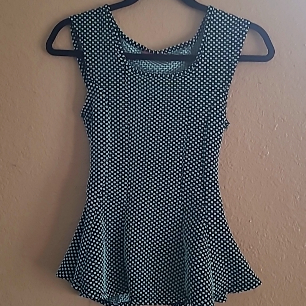 Green polka dot blouse